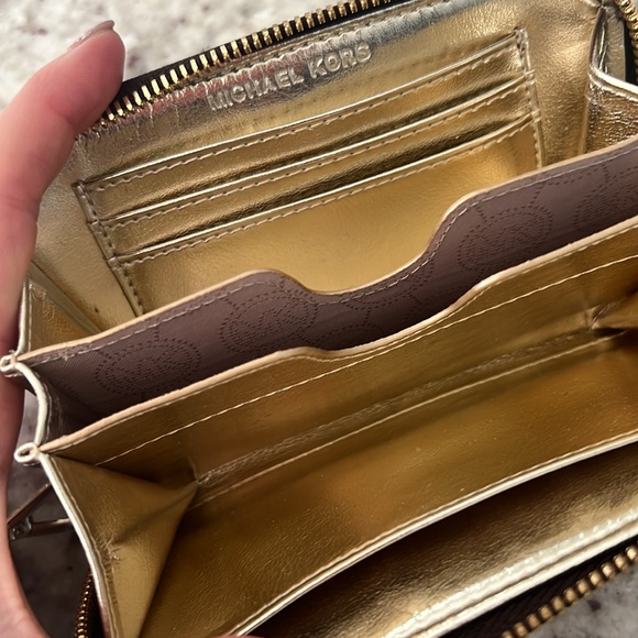 MICHAEL KORS Zip Around Signature Wristlet Wallet Jet Set Brown Logo MK - Picture 4 of 4